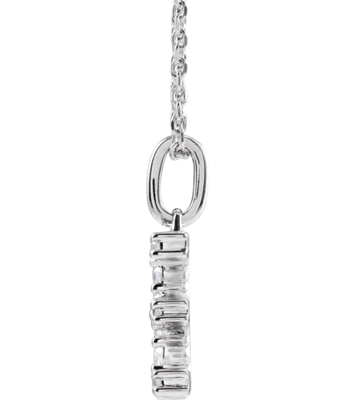 688970 Necklace Set 14K White Initial E Lab-Grown Diamond Round 1.5 Mm Si1-Si2, G-H 15 Ctw 16-18 In Polished 15 Ctw Lab-Grown Diamond Initial Necklace