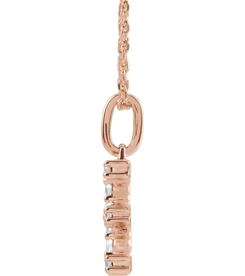 688970 Necklace Set 14K Rose Initial E Lab-Grown Diamond Round 1.5 Mm Si1-Si2, G-H 15 Ctw 16-18 In Polished 15 Ctw Lab-Grown Diamond Initial Necklace