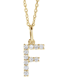 688970 Necklace Set 14K Yellow Initial F Lab-Grown Diamond Round 1.5 Mm Si1-Si2, G-H 16 Ctw 16-18 In Polished 16 Ctw Lab-Grown Diamond Initial Necklace