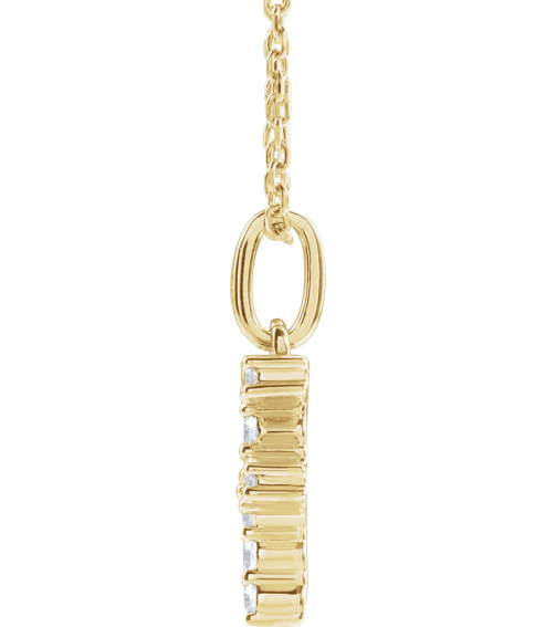 688970 Necklace Set 14K Yellow Initial F Lab-Grown Diamond Round 1.5 Mm Si1-Si2, G-H 16 Ctw 16-18 In Polished 16 Ctw Lab-Grown Diamond Initial Necklace