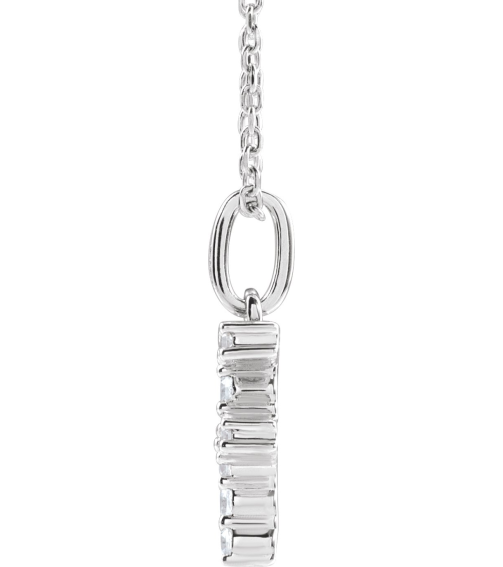 688970 Necklace Set 14K White Initial F Lab-Grown Diamond Round 1.5 Mm Si1-Si2, G-H 16 Ctw 16-18 In Polished 16 Ctw Lab-Grown Diamond Initial Necklace