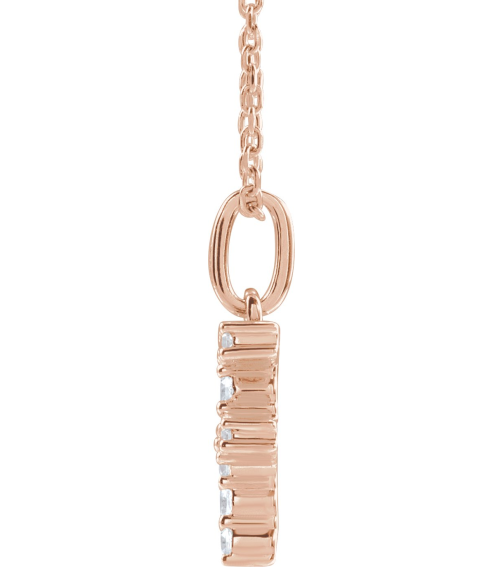 688970 Necklace Set 14K Rose Initial F Lab-Grown Diamond Round 1.5 Mm Si1-Si2, G-H 16 Ctw 16-18 In Polished 16 Ctw Lab-Grown Diamond Initial Necklace