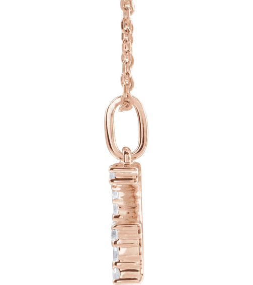 688970 Necklace Set 14K Rose Initial G Lab-Grown Diamond Round 1.5 Mm Si1-Si2, G-H 15 Ctw 16-18 In Polished 15 Ctw Lab-Grown Diamond Initial Necklace