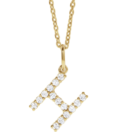 688970 Necklace Set 14K Yellow Initial H Lab-Grown Diamond Round 1.5 Mm Si1-Si2, G-H 15 Ctw 16-18 In Polished 15 Ctw Lab-Grown Diamond Initial Necklace