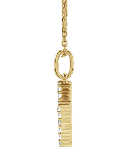 688970 Necklace Set 14K Yellow Initial H Lab-Grown Diamond Round 1.5 Mm Si1-Si2, G-H 15 Ctw 16-18 In Polished 15 Ctw Lab-Grown Diamond Initial Necklace