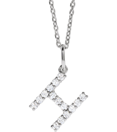 688970 Necklace Set 14K White Initial H Lab-Grown Diamond Round 1.5 Mm Si1-Si2, G-H 15 Ctw 16-18 In Polished 15 Ctw Lab-Grown Diamond Initial Necklace