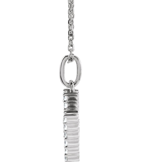 688970 Necklace Set 14K White Initial H Lab-Grown Diamond Round 1.5 Mm Si1-Si2, G-H 15 Ctw 16-18 In Polished 15 Ctw Lab-Grown Diamond Initial Necklace