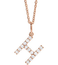 688970 Necklace Set 14K Rose Initial H Lab-Grown Diamond Round 1.5 Mm Si1-Si2, G-H 15 Ctw 16-18 In Polished 15 Ctw Lab-Grown Diamond Initial Necklace