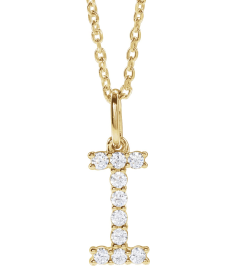 688970 Necklace Set 14K Yellow Initial I Lab-Grown Diamond Round 1.5 Mm Si1-Si2, G-H 16 Ctw 16-18 In Polished 16 Ctw Lab-Grown Diamond Initial Necklace