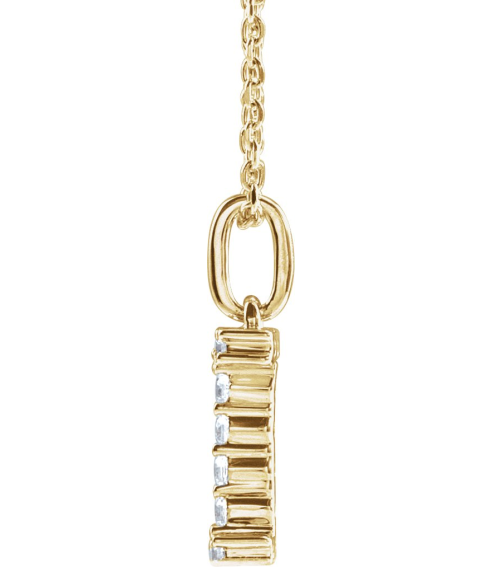 688970 Necklace Set 14K Yellow Initial I Lab-Grown Diamond Round 1.5 Mm Si1-Si2, G-H 16 Ctw 16-18 In Polished 16 Ctw Lab-Grown Diamond Initial Necklace