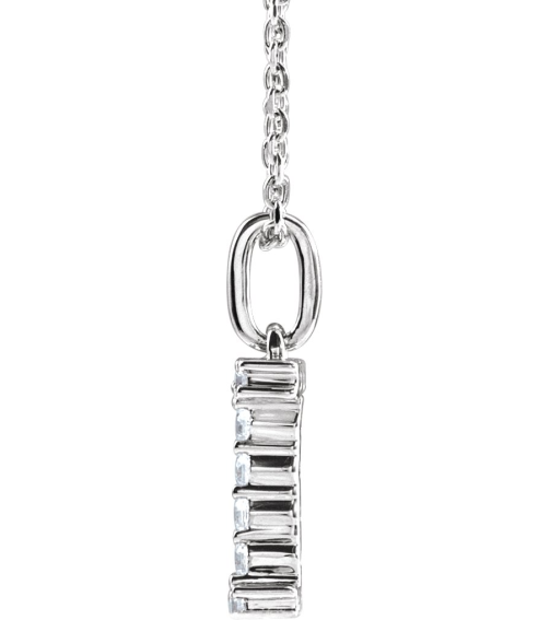 688970 Necklace Set 14K White Initial I Lab-Grown Diamond Round 1.5 Mm Si1-Si2, G-H 16 Ctw 16-18 In Polished 16 Ctw Lab-Grown Diamond Initial Necklace
