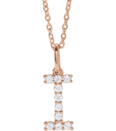 688970 Necklace Set 14K Rose Initial I Lab-Grown Diamond Round 1.5 Mm Si1-Si2, G-H 16 Ctw 16-18 In Polished 16 Ctw Lab-Grown Diamond Initial Necklace