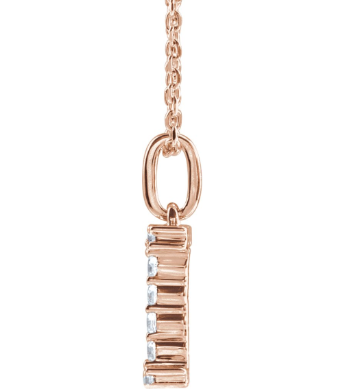 688970 Necklace Set 14K Rose Initial I Lab-Grown Diamond Round 1.5 Mm Si1-Si2, G-H 16 Ctw 16-18 In Polished 16 Ctw Lab-Grown Diamond Initial Necklace