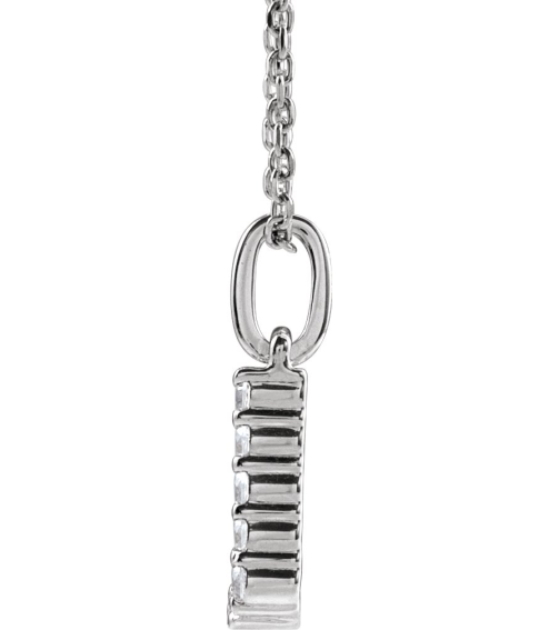 688970 Necklace Set 14K White Initial J Lab-Grown Diamond Round 1.6 Mm Si1-Si2, G-H 18 Ctw 16-18 In Polished 18 Ctw Lab-Grown Diamond Initial Necklace