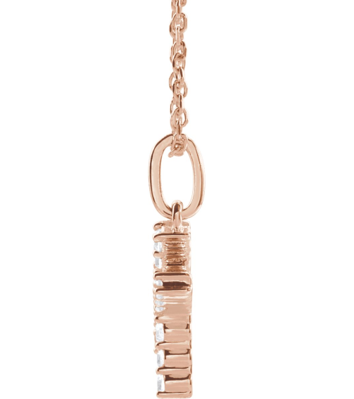 688970 Necklace Set 14K Rose Initial K Lab-Grown Diamond Round 1.5 Mm Si1-Si2, G-H 15 Ctw 16-18 In Polished 15 Ctw Lab-Grown Diamond Initial Necklace