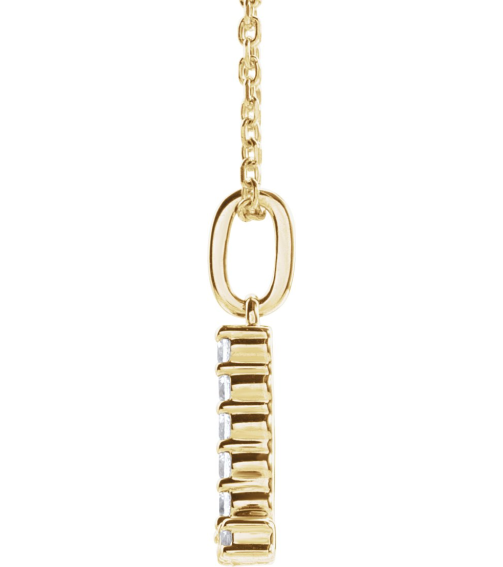 688970 Necklace Set 14K Yellow Initial L Lab-Grown Diamond Round 1.5 Mm Si1-Si2, G-H 18 Ctw 16-18 In Polished 18 Ctw Lab-Grown Diamond Initial Necklace
