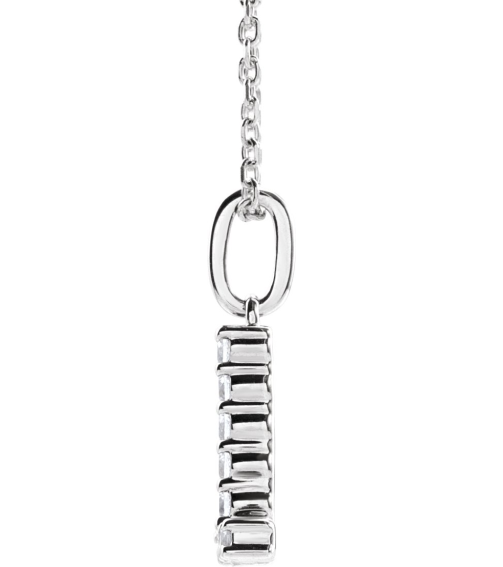 688970 Necklace Set 14K White Initial L Lab-Grown Diamond Round 1.5 Mm Si1-Si2, G-H 18 Ctw 16-18 In Polished 18 Ctw Lab-Grown Diamond Initial Necklace