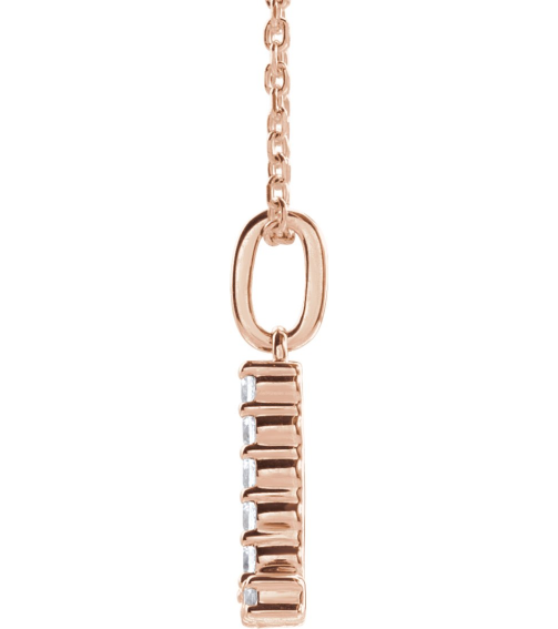 688970 Necklace Set 14K Rose Initial L Lab-Grown Diamond Round 1.5 Mm Si1-Si2, G-H 18 Ctw 16-18 In Polished 18 Ctw Lab-Grown Diamond Initial Necklace