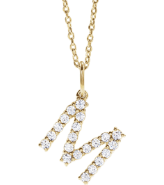 688970 Necklace Set 14K Yellow Initial M Lab-Grown Diamond Round 1.6 Mm Si1-Si2, G-H 13 Ctw 16-18 In Polished 13 Ctw Lab-Grown Diamond Initial Necklace