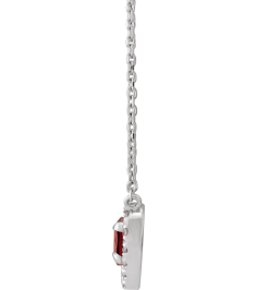 88342 Necklace Set 14K White Heart Natural Mozambique Garnet 5 X 5Mm 18 Ctw Natural Diamond 18 In Polished Natural Mozambique Garnet And 18 Ctw Natural Diamond French Set Halo Necklace