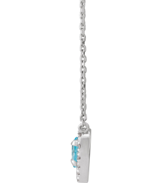 88342 Necklace Set 14K White Heart Natural London Blue Topaz 5 X 5Mm 18 Ctw Natural Diamond 18 In Polished Natural London Blue Topaz And 18 Ctw Natural Diamond French Set Halo Necklace