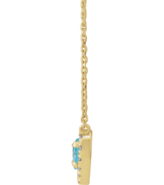 88342 Necklace Set 14K Yellow Heart Natural London Blue Topaz 5 X 5Mm 18 Ctw Natural Diamond 16 In Polished Natural London Blue Topaz And 18 Ctw Natural Diamond French Set Halo Necklace