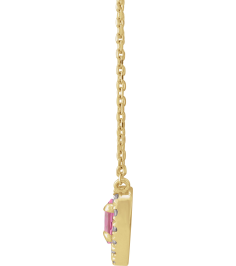 88342 Necklace Set 14K Yellow Heart Natural Pink Tourmaline 5 X 5Mm 18 Ctw Natural Diamond 16 In Polished Natural Pink Tourmaline And 18 Ctw Natural Diamond French Set Halo Necklace