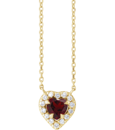 88342 Necklace Set 14K Yellow Heart Natural Mozambique Garnet 5 X 5Mm 18 Ctw Natural Diamond 16 In Polished Natural Mozambique Garnet And 18 Ctw Natural Diamond French Set Halo Necklace