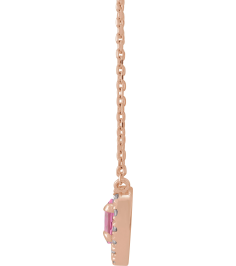 88342 Necklace Set 14K Rose Heart Natural Pink Tourmaline 5 X 5Mm 18 Ctw Natural Diamond 16 In Polished Natural Pink Tourmaline And 18 Ctw Natural Diamond French Set Halo Necklace