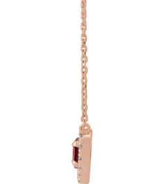 88342 Necklace Set 14K Rose Heart Natural Mozambique Garnet 5 X 5Mm 18 Ctw Natural Diamond 16 In Polished Natural Mozambique Garnet And 18 Ctw Natural Diamond French Set Halo Necklace