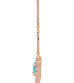 88342 Necklace Set 14K Rose Heart Natural London Blue Topaz 5 X 5Mm 18 Ctw Natural Diamond 16 In Polished Natural London Blue Topaz And 18 Ctw Natural Diamond French Set Halo Necklace
