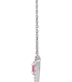 88342 Necklace Set 14K White Heart Natural Pink Tourmaline 5 X 5Mm 18 Ctw Natural Diamond 16 In Polished Natural Pink Tourmaline And 18 Ctw Natural Diamond French Set Halo Necklace