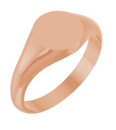 57836 14K Rose Round 8 X 8 Mm Brush Polished Signet Ring