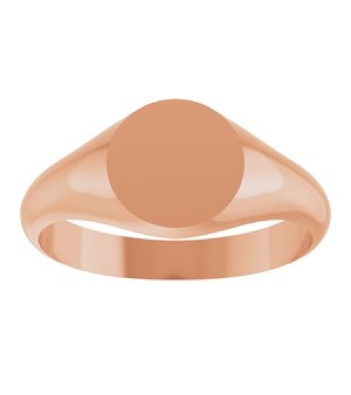 57836 14K Rose Round 8 X 8 Mm Brush Polished Signet Ring