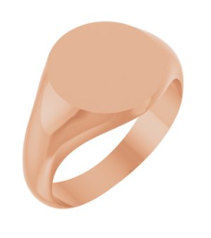 57836 14K Rose Round 11 X 11 Mm Brush Polished Signet Ring