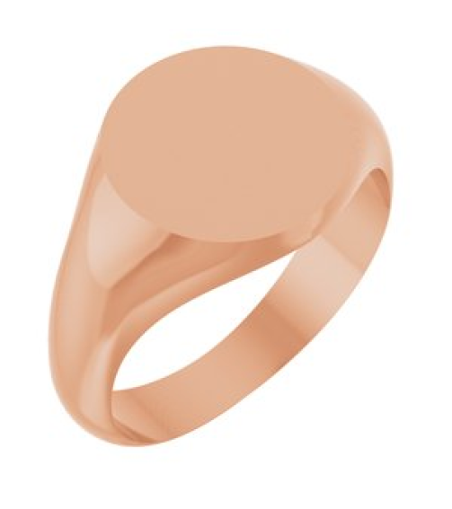 57836 14K Rose Round 11 X 11 Mm Brush Polished Signet Ring