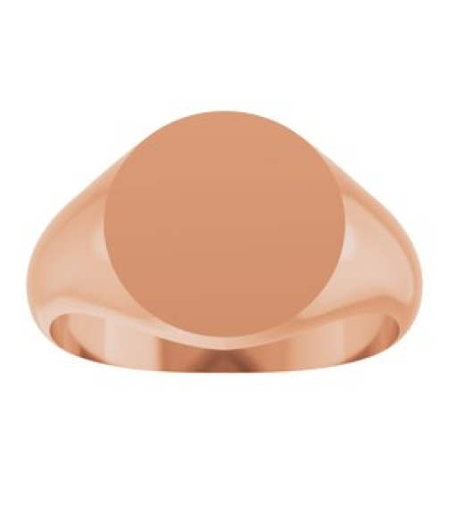 57836 14K Rose Round 11 X 11 Mm Brush Polished Signet Ring
