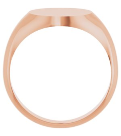57836 14K Rose Round 11 X 11 Mm Brush Polished Signet Ring