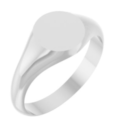 57836 14K White Round 8 X 8 Mm Brush Polished Signet Ring