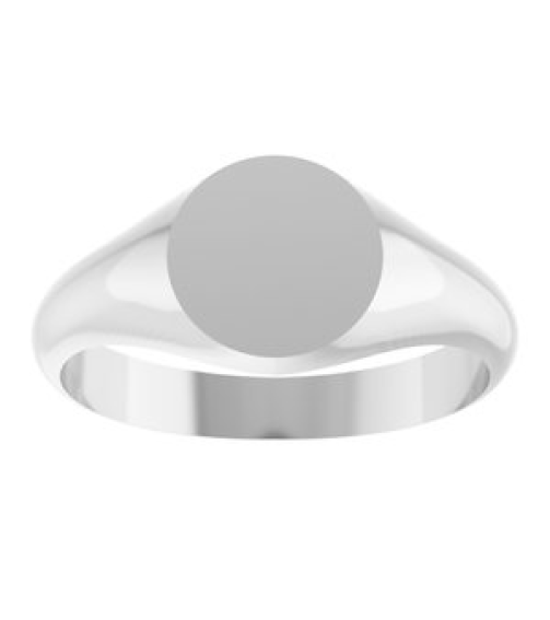 57836 14K White Round 8 X 8 Mm Brush Polished Signet Ring