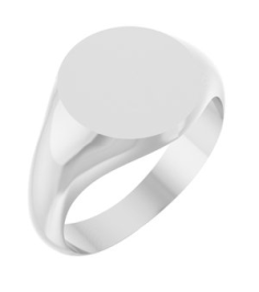 57836 14K White Round 11 X 11 Mm Brush Polished Signet Ring