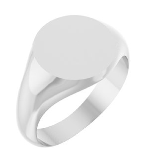 57836 14K White Round 11 X 11 Mm Brush Polished Signet Ring