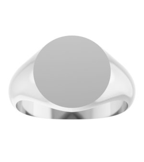 57836 14K White Round 11 X 11 Mm Brush Polished Signet Ring
