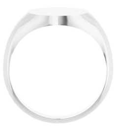 57836 14K White Round 11 X 11 Mm Brush Polished Signet Ring