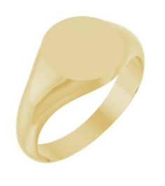 57836 14K Yellow Round 9.5 X 9.5 Mm Brush Polished Signet Ring
