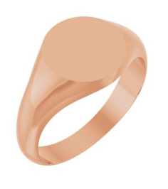 57836 14K Rose Round 9.5 X 9.5 Mm Brush Polished Signet Ring