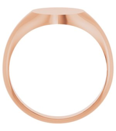 57836 14K Rose Round 9.5 X 9.5 Mm Brush Polished Signet Ring