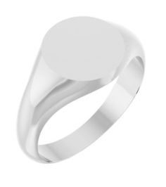 57836 14K White Round 9.5 X 9.5 Mm Brush Polished Signet Ring
