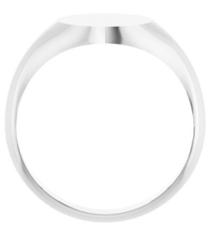 57836 14K White Round 9.5 X 9.5 Mm Brush Polished Signet Ring
