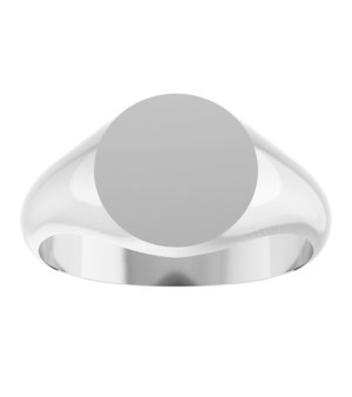 57836 14K White Round 9.5 X 9.5 Mm Brush Polished Signet Ring